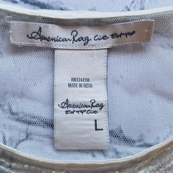 American Rag Cie Sheer Embellished Cream Tank Sz L - Picture 7 of 8